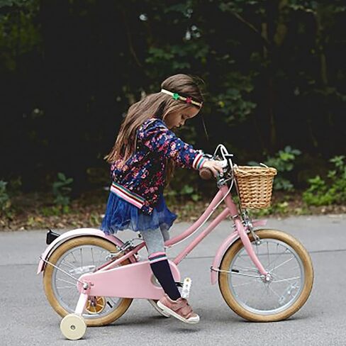 Kids Bicycle Wicker Basket with Straps for 12-16 Inch Kids Bike, Tricycle, Scooter, (Pink & Purple & Brown) in Kuwait