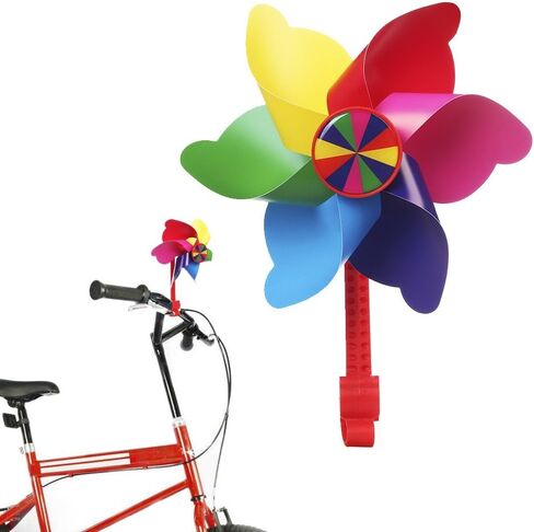 Bike Handlebar Pinwheel for Girls, Mini-Factory Bike Accessory Decoration Wind Spinner for Kid's Bicycle (Colorful Flowers) in Kuwait