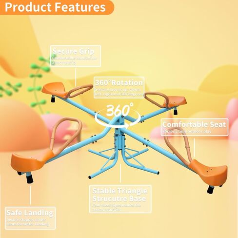 360 Degree Spinning Seesaw for Kids: Sit and Spin Teeter Totter with Swivel Base - Outdoor Playground Equipment for Backyard in Saudi Arabia