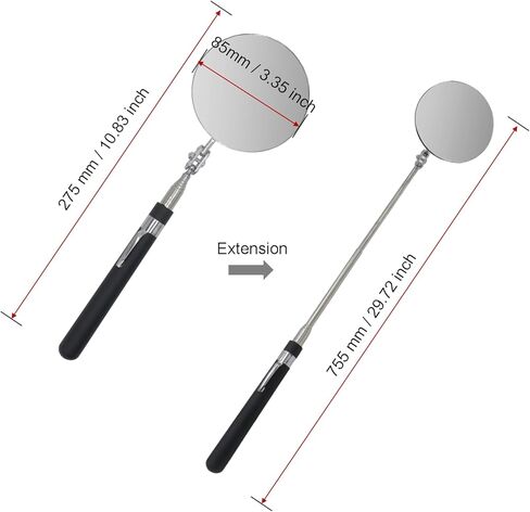 مرآة فحص تلسكوبية، أداة مرآة ميكانيكا تلسكوبية مستديرة مع مقبض ممتد لفحص حالة السيارة وفحص الأجزاء الصغيرة in Kuwait