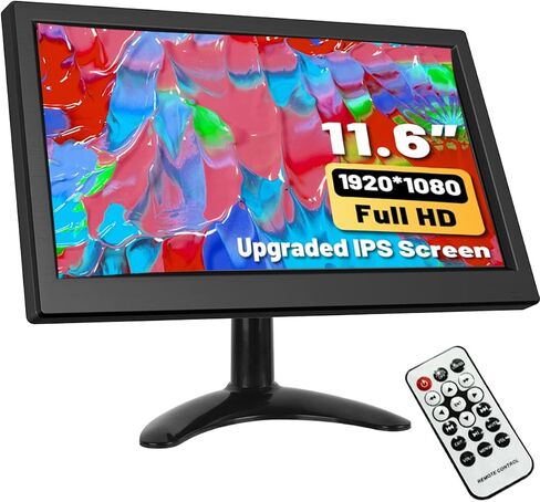 Hikity 11.6 Inch Small HDMI Monitor 1920x1080P Portable CCTV Monitor | BNC, AVI, VGA, HDMI Input Cable, Remote Control, Built-in Speakers, For PC, CCTV, Security Camera, Raspberry Pi, X-Box in Saudi Arabia