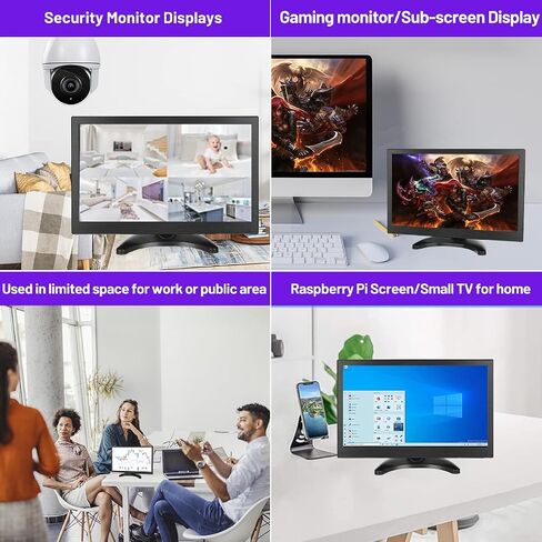Hikity 11.6 Inch Small HDMI Monitor 1920x1080P Portable CCTV Monitor | BNC, AVI, VGA, HDMI Input Cable, Remote Control, Built-in Speakers, For PC, CCTV, Security Camera, Raspberry Pi, X-Box in Saudi Arabia