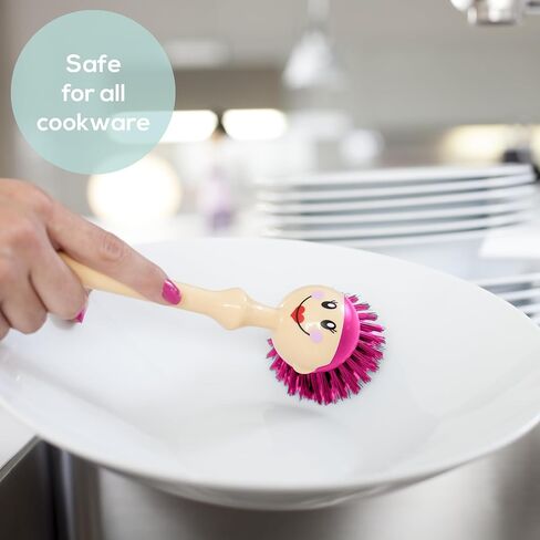VIGAR Dolls Acrylonitrile Butadiene Styrene (ABS) Washing-Up Brush - Pink Design - 7.5 x 7.5 x 24 cm in Saudi Arabia