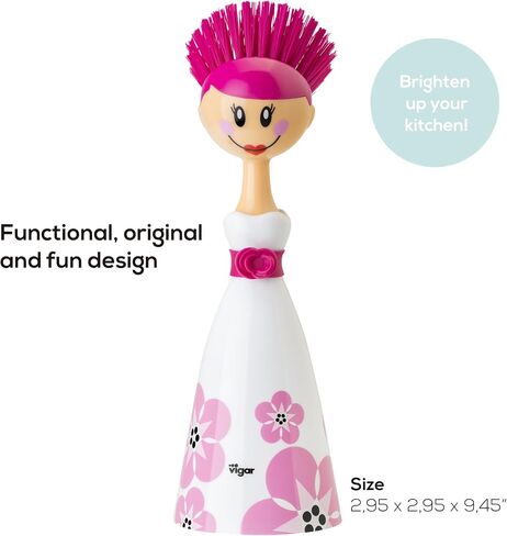 VIGAR Dolls Acrylonitrile Butadiene Styrene (ABS) Washing-Up Brush - Pink Design - 7.5 x 7.5 x 24 cm in Saudi Arabia