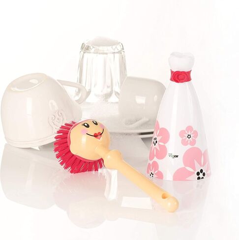VIGAR Dolls Acrylonitrile Butadiene Styrene (ABS) Washing-Up Brush - Pink Design - 7.5 x 7.5 x 24 cm in Saudi Arabia