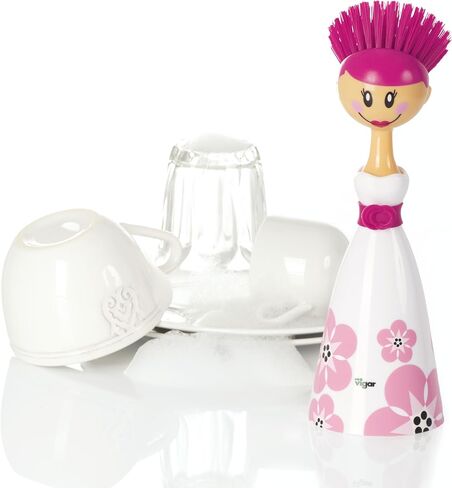 VIGAR Dolls Acrylonitrile Butadiene Styrene (ABS) Washing-Up Brush - Pink Design - 7.5 x 7.5 x 24 cm in Saudi Arabia