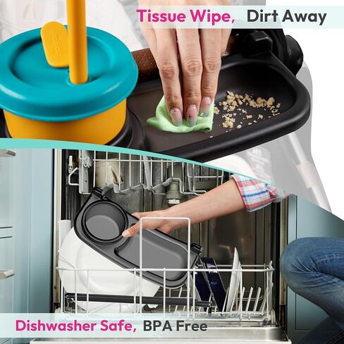 صينية الوجبات الخفيفة لعربة الأطفال العالمية، صينية حامل الأكواب مع قبضة أذرع مرنة من السيليكون، ملحق صينية الوجبات الخفيفة لعربة الأطفال، ملحقات عربة الأطفال، تناول الوجبات الخفيفة أثناء التنقل in Kuwait