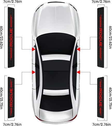 Car Door Sill Protector for Altima, Door Entry Guard, Reflective Carbon Fibre Leather Vinyl Car Threshold Stickers Decoration Scuff Plate Sticker Car Door Edge Guards Accessories (Red) in Saudi Arabia