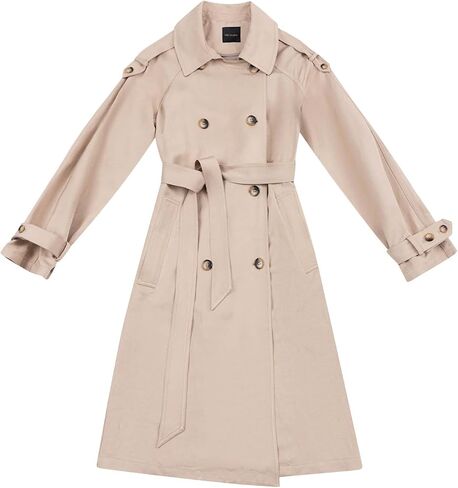 Womens 3/4 Length Trench Coat, Classic Double Breasted Lapel Belt Windbreaker For Workplace Business Commuting in Saudi Arabia