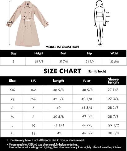 Womens 3/4 Length Trench Coat, Classic Double Breasted Lapel Belt Windbreaker For Workplace Business Commuting in Saudi Arabia