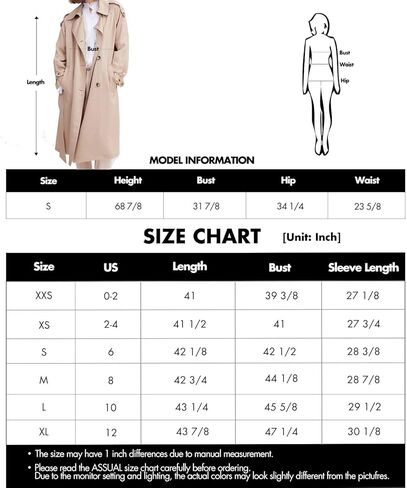 معطف واق من المطر للنساء بطول 3/4، سترة كلاسيكية مزدوجة الصدر بحزام طية صدر السترة للتنقل في مكان العمل in Kuwait