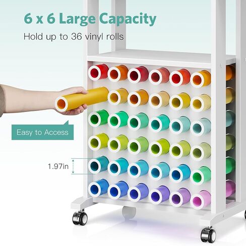 التنظيم والتخزين متوافق مع آلات Cricut، عربة الحرف اليدوية مع 36 حامل لفائف الفينيل، منظم غرفة الصناعة وطاولة محطة العمل للمنزل DIY in Saudi Arabia