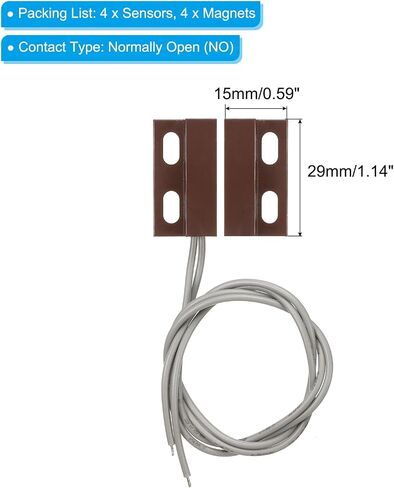 PATIKIL Magnetic Reed Switch, 4 Pack NO Wired Surface-Mounted Magnetic Contact Switch for Door Window, Black in Kuwait