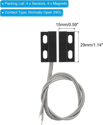 PATIKIL Magnetic Reed Switch, 4 Pack NO Wired Surface-Mounted Magnetic Contact Switch for Door Window, Black in Kuwait