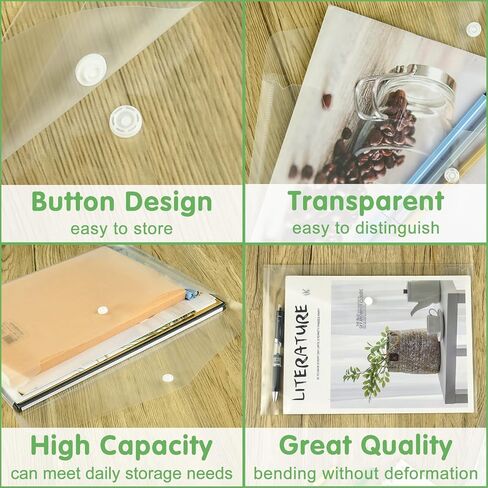 NACHLYNN 48pcs Plastic Envelopes Poly Envelopes with Snap Closure A4 Size Clear Document File Folders Organizers Assorted Color Envelope for School Office Supplies in Kuwait