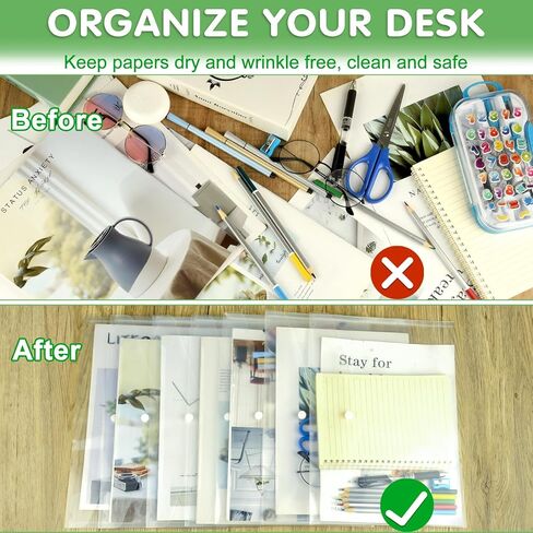 NACHLYNN 48pcs Plastic Envelopes Poly Envelopes with Snap Closure A4 Size Clear Document File Folders Organizers Assorted Color Envelope for School Office Supplies in Kuwait