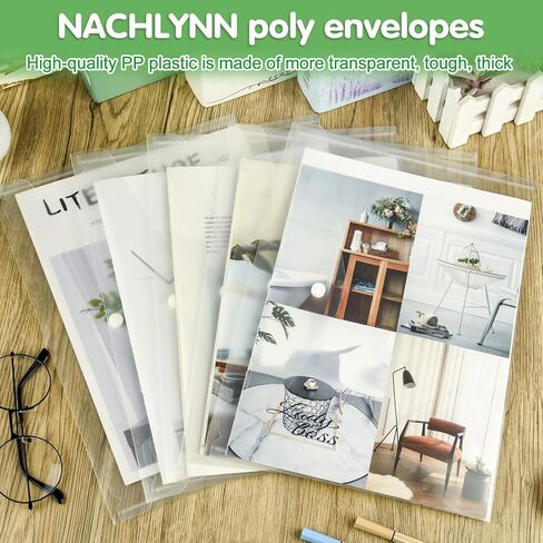 NACHLYNN 48pcs Plastic Envelopes Poly Envelopes with Snap Closure A4 Size Clear Document File Folders Organizers Assorted Color Envelope for School Office Supplies in Kuwait