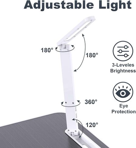 مكتب لاب توب، مكتب كمبيوتر محمول مع ضوء LED، طاولة سرير محمولة للأريكة، مكتب كمبيوتر محمول قابل للتعديل للدراسة والقراءة (أسود) in Saudi Arabia