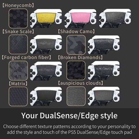 Touchpad Protector PS5 Dualsense/Edge Enhanced Texture Skin Compatible with PlayStation 5 Dualsense/Edge (Broken Diamonds - Black, PS5DualSense(2pcs)) in Saudi Arabia