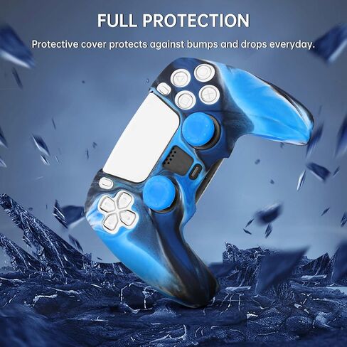 Controller Skin Compatible with PS5, 2 Pack Anti-Slip Silicone Camo Gamepad Cover Case Compatible with Playstation 5 Accessories Joystick Protectors with 4 Thunb Grip Caps in Kuwait