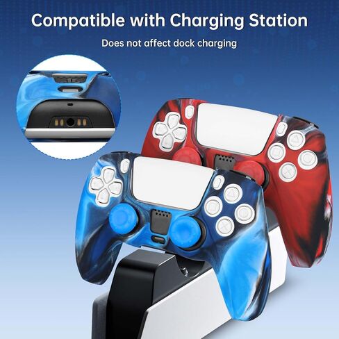 Controller Skin Compatible with PS5, 2 Pack Anti-Slip Silicone Camo Gamepad Cover Case Compatible with Playstation 5 Accessories Joystick Protectors with 4 Thunb Grip Caps in Kuwait