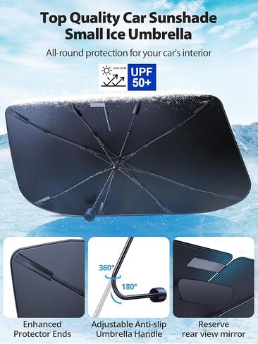 VICSEED [2023 Upgradeed] مظلة شمسية للزجاج الأمامي للسيارة [تبرد 90 درجة فهرنهايت] بلورات ثلجية متينة فضية نانو تيتانيوم للأشعة فوق البنفسجية وحماية من حرارة الشمس، قناع سهل الاستخدام لغطاء النافذة الأمامية (M) in Kuwait