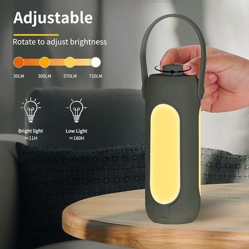 Rechargeable LED Camping Lantern - Portable and Bright with Adjustable Brightness, 10000mAh Long-Lasting Battery, and 360-Degree Illumination Black in Saudi Arabia