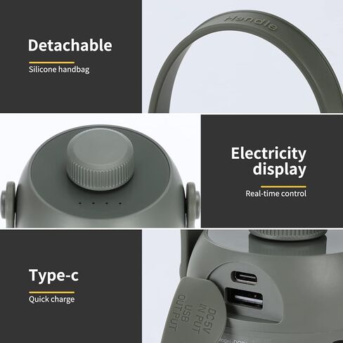 Rechargeable LED Camping Lantern - Portable and Bright with Adjustable Brightness, 10000mAh Long-Lasting Battery, and 360-Degree Illumination Black in Saudi Arabia