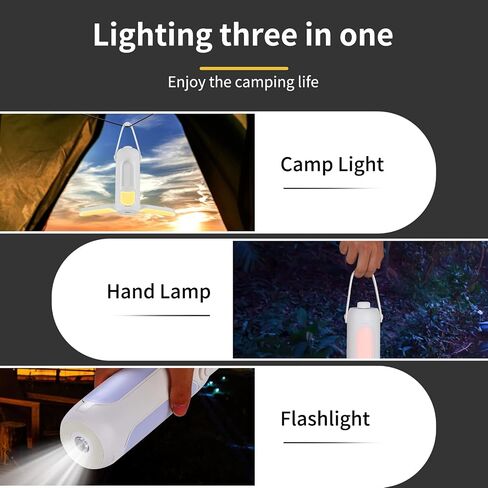 Rechargeable LED Camping Lantern - Portable and Bright with Adjustable Brightness, 10000mAh Long-Lasting Battery, and 360-Degree Illumination Black in Saudi Arabia