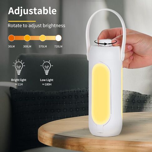 Rechargeable LED Camping Lantern - Portable and Bright with Adjustable Brightness, 10000mAh Long-Lasting Battery, and 360-Degree Illumination Black in Saudi Arabia