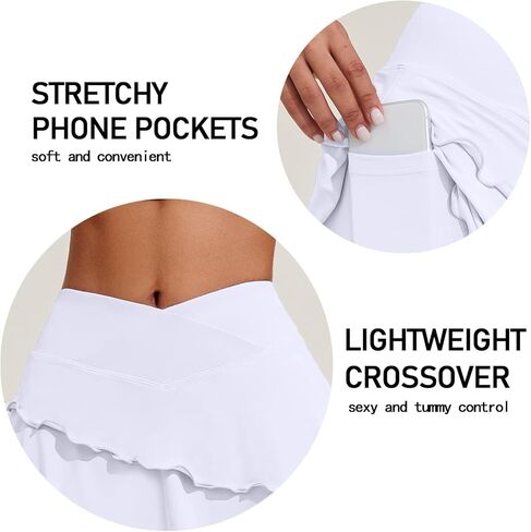 تنورة تنس نسائية من COOrun، تنانير كروس جولف بعامل حماية من الأشعة فوق البنفسجية 50+، تنورة رياضية خفيفة الوزن مع 3 جيوب للتمرين، كرة بيكلبول in Kuwait