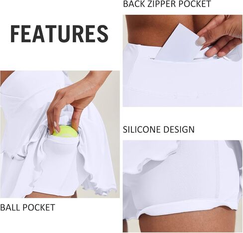 تنورة تنس نسائية من COOrun، تنانير كروس جولف بعامل حماية من الأشعة فوق البنفسجية 50+، تنورة رياضية خفيفة الوزن مع 3 جيوب للتمرين، كرة بيكلبول in Kuwait