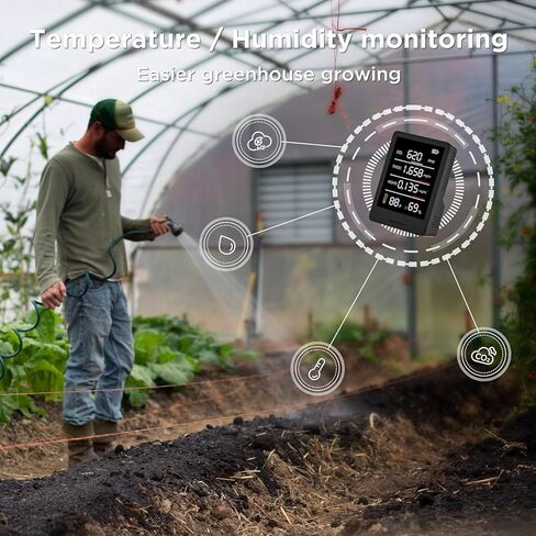 جهاز مراقبة جودة الهواء الداخلي 5 في 1، جهاز مراقبة احترافي لثاني أكسيد الكربون | درجة الحرارة | كاشف الفورمالديهايد | الرطوبة TVOC | جهاز اختبار جودة الهواء مع إنذار للغرف والأقبية وخيام النمو والمكاتب واختبار جودة الهواء in Kuwait