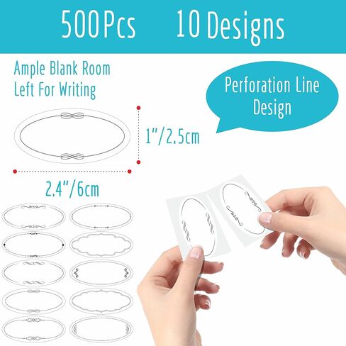 300 قطعة من ملصقات التعليب، 10 تصميمات من ملصقات برطمانات الطعام مع خط مثقوب، ملصقات مقاومة للماء/الزيت/التمزق لمستلزمات المطبخ، المربى محلية الصنع، عبوات الهلام في مرطبانات ماسون (2.4 بوصة × 1 بوصة) in Kuwait