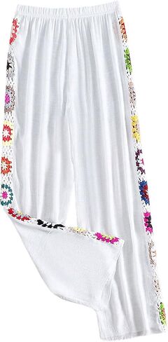 SHENHE Girl's Swimsuit Cover Up Pants Hollow Out Wide Leg Boho Beach Pants Cover Ups in Saudi Arabia