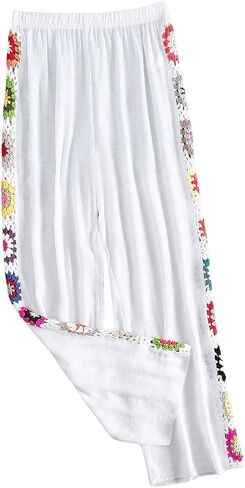 SHENHE Girl's Swimsuit Cover Up Pants Hollow Out Wide Leg Boho Beach Pants Cover Ups in Saudi Arabia