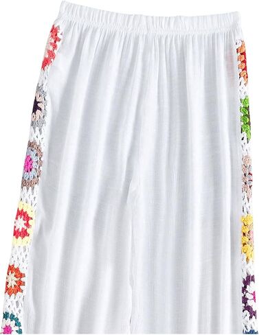 SHENHE Girl's Swimsuit Cover Up Pants Hollow Out Wide Leg Boho Beach Pants Cover Ups in Saudi Arabia