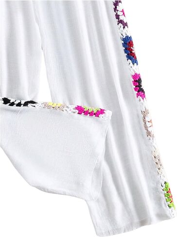 SHENHE Girl's Swimsuit Cover Up Pants Hollow Out Wide Leg Boho Beach Pants Cover Ups in Saudi Arabia