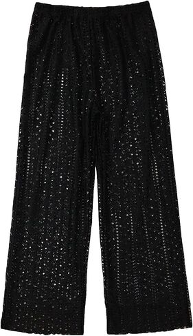SHENHE Girl's Swimsuit Cover Up Pants Hollow Out Wide Leg Boho Beach Pants Cover Ups in Saudi Arabia