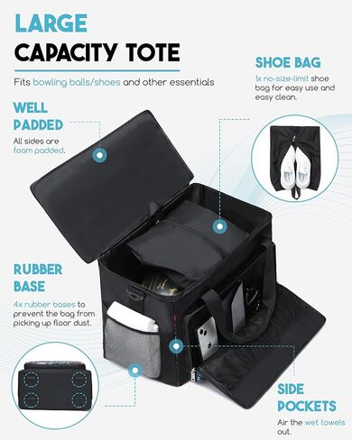 2 حقيبة بولينج للكرة قابلة للتحويل، أكياس كرات بولينج مزدوجة لمستلزمات البولينج، حقيبة إكسسوارات البولينج مع حقيبة أحذية، حامل الكرة، حقيبة حمل لمعدات البولينج، هدايا البولينج للنساء in Kuwait