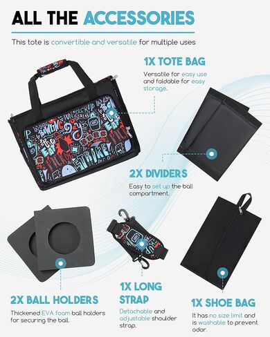 2 حقيبة بولينج للكرة قابلة للتحويل، أكياس كرات بولينج مزدوجة لمستلزمات البولينج، حقيبة إكسسوارات البولينج مع حقيبة أحذية، حامل الكرة، حقيبة حمل لمعدات البولينج، هدايا البولينج للنساء in Kuwait