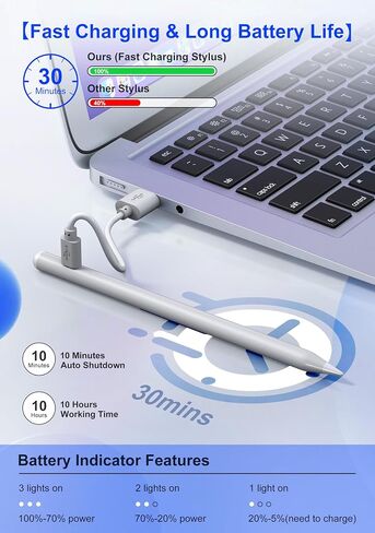 Stylus Pen for iPad, Fast Charge Apple iPad 10th Generation Pencil with Palm Rejection, Tilt Sensitive, for iPad Pro 12.9"/11", iPad 6-10, iPad Air 3-5, iPad Mini 5/6 in Saudi Arabia