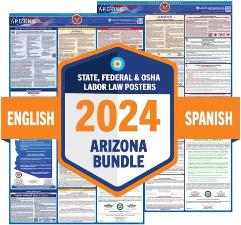 2024 Arizona Labor Law Posters State & Federal OSHA Combo- Workplace Required Posting for Employees- English and Spanish Bundle- UV Laminated Waterproof- 25.5"x40" in Saudi Arabia
