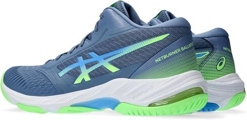 حذاء كرة طائرة للرجال من ASICS Netburner Ballistic FlyteFoam Mid Top 3، مقاس 12.5، أزرق داكن/Waterscape in Saudi Arabia
