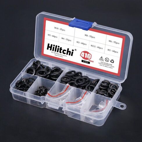 Hilitchi 410-Pcs [8-Size] 304 Stainless Steel Spring Lock Washer Assortment Set - Size Included: M2 M2.5 M3 M4 M5 M6 M8 M10 in Saudi Arabia