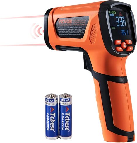 مقياس حرارة بالأشعة تحت الحمراء VEVOR، -40 درجة فهرنهايت ~ 2732 درجة فهرنهايت مسدس درجة حرارة ليزر مزدوج غير ملامس، مسدس درجة حرارة محمول بالأشعة تحت الحمراء وانبعاث قابل للتعديل لصهر المعادن/الطبخ/فرن البيتزا/المحرك (ليس للإنسان) in Kuwait