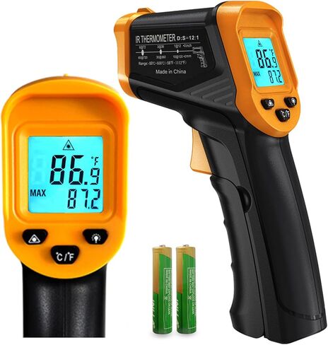 مسدس ميزان الحرارة الرقمي بالأشعة تحت الحمراء -58 درجة فهرنهايت إلى 1112 درجة فهرنهايت (-50 درجة مئوية إلى 600 درجة مئوية) انبعاثية قابلة للتعديل والحد الأقصى والدقيقة عدم الاتصال بالحرارة بالأشعة تحت الحمراء مسدس درجة حرارة الليزر للطهي والطعام والبيتزا  in Kuwait