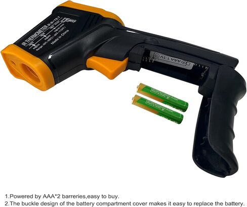 مسدس ميزان الحرارة الرقمي بالأشعة تحت الحمراء -58 درجة فهرنهايت إلى 1112 درجة فهرنهايت (-50 درجة مئوية إلى 600 درجة مئوية) انبعاثية قابلة للتعديل والحد الأقصى والدقيقة عدم الاتصال بالحرارة بالأشعة تحت الحمراء مسدس درجة حرارة الليزر للطهي والطعام والبيتزا  in Kuwait