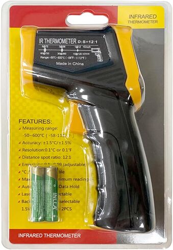 مسدس ميزان الحرارة الرقمي بالأشعة تحت الحمراء -58 درجة فهرنهايت إلى 1112 درجة فهرنهايت (-50 درجة مئوية إلى 600 درجة مئوية) انبعاثية قابلة للتعديل والحد الأقصى والدقيقة عدم الاتصال بالحرارة بالأشعة تحت الحمراء مسدس درجة حرارة الليزر للطهي والطعام والبيتزا  in Kuwait