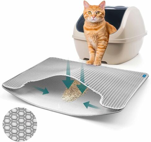 بساط فضلات القطط، صندوق فضلات القطط، بساط محاصرة على شكل قرص العسل بطبقة مزدوجة مقاومة للماء للبول، عبوة واحدة، ناعمة على الكفوف، نفايات أقل، رمادي، 27.6 × 22.8 بوصة... in Kuwait